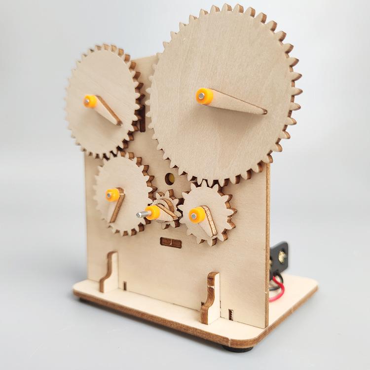 DIY 3D Wooden Mechanical Gear Puzzle Electric-Powered Laser-Cut STEM Science Fun Kids Assembly Educational Building Gift Toy