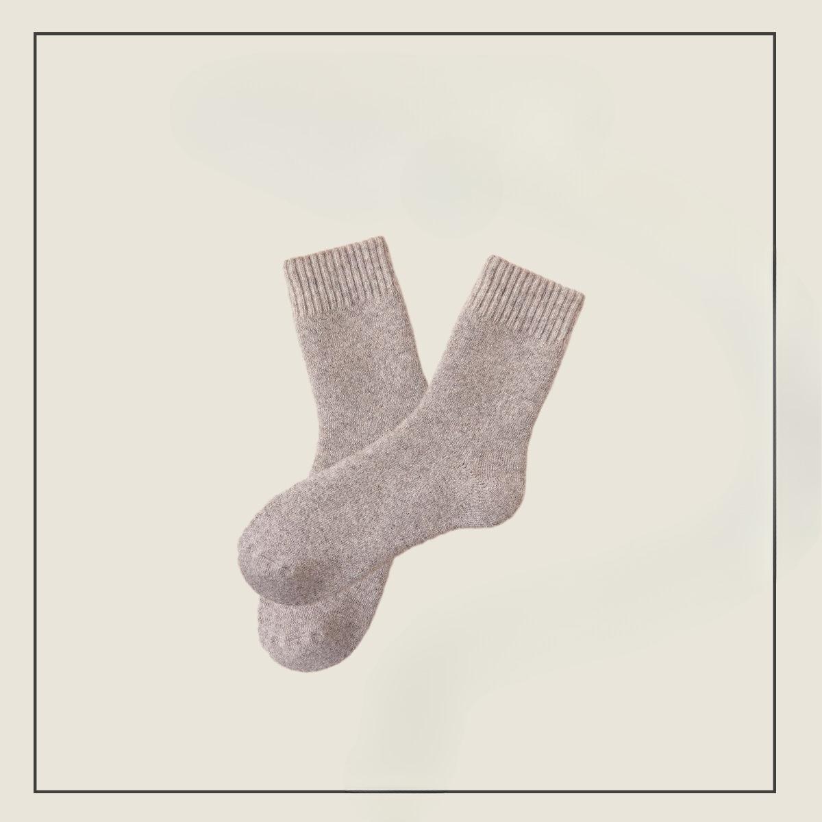 

Men s Autumn and Winter Woolen Socks, Solid Color Mid-calf Warm Cotton Socks, Looped Floor Socks, Fleece Thickened Long Socks 1 pair хакі