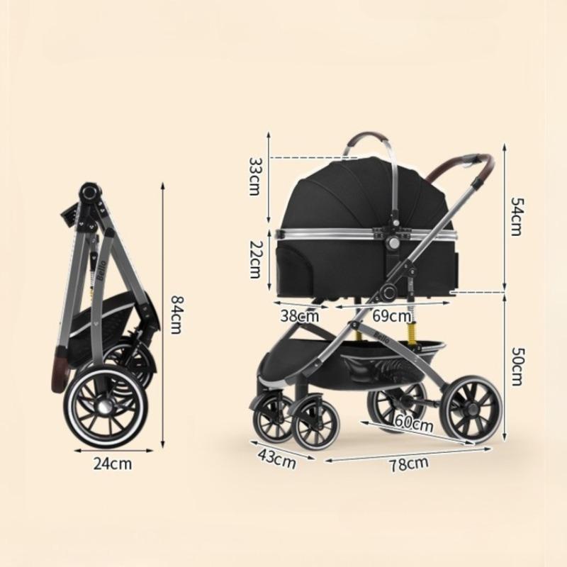 Aluminum Alloy Folding Pet Stroller Breathable Dog and Cat Travel Luxury Designer Bags Portable Puppy Carrier Dog Accessories