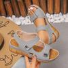 New Style Wedge Heel Shoes, Velcro Thick Sole, Large Size Sandals, Women's Shoes