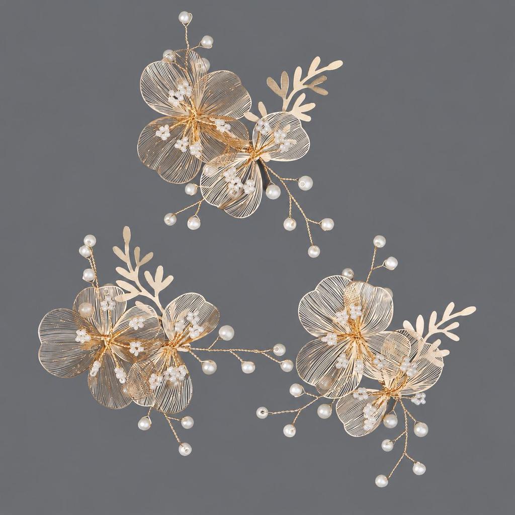 Handmade Flower Hair Clip with Alloy, Pearl and Drip Oil - Bridal Wedding Headwear Accessory