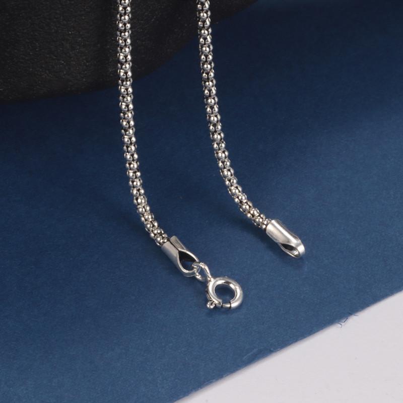 Real Pure Silver Popcorn Necklace Men Women S925 Sterling Silver Polishing Corn Necklace Male Classical Long Chain Jewelry