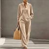Women's Casual Velvet Long Sleeve Top and Pants Two Piece Set