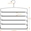 DOIOWN Trouser Slacks Stainless Leaves No 34cm Set of 4 Hanger, Hanger, 5-Tier, 360° Rotating, Steel, Non-Slip, Marks, Space-Saving Storage, Wide,