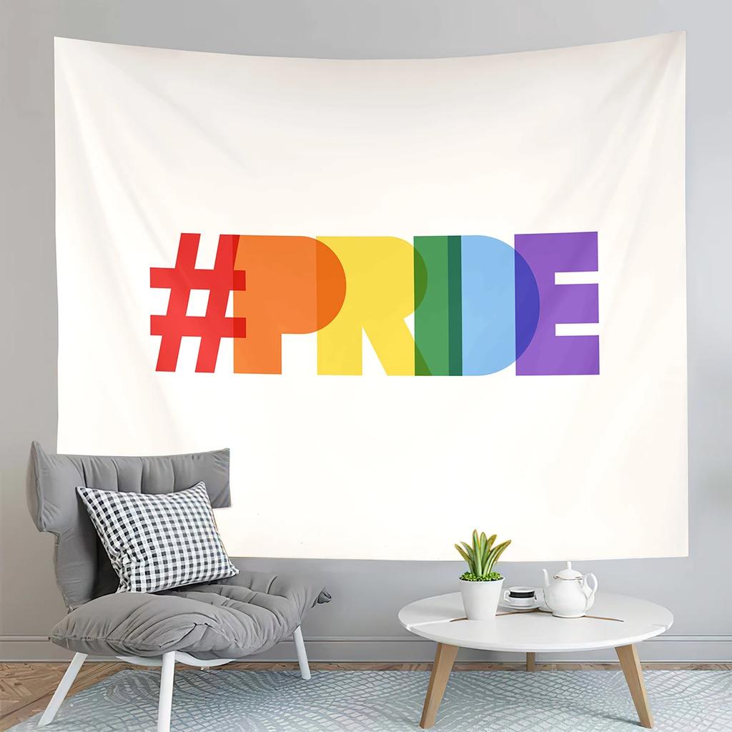 World Pride Day Tapestry Colorful Heart Shape Tapestry Love Is Love Tapestry Home Living Room Dorm Bedroom Decoration Tapestries