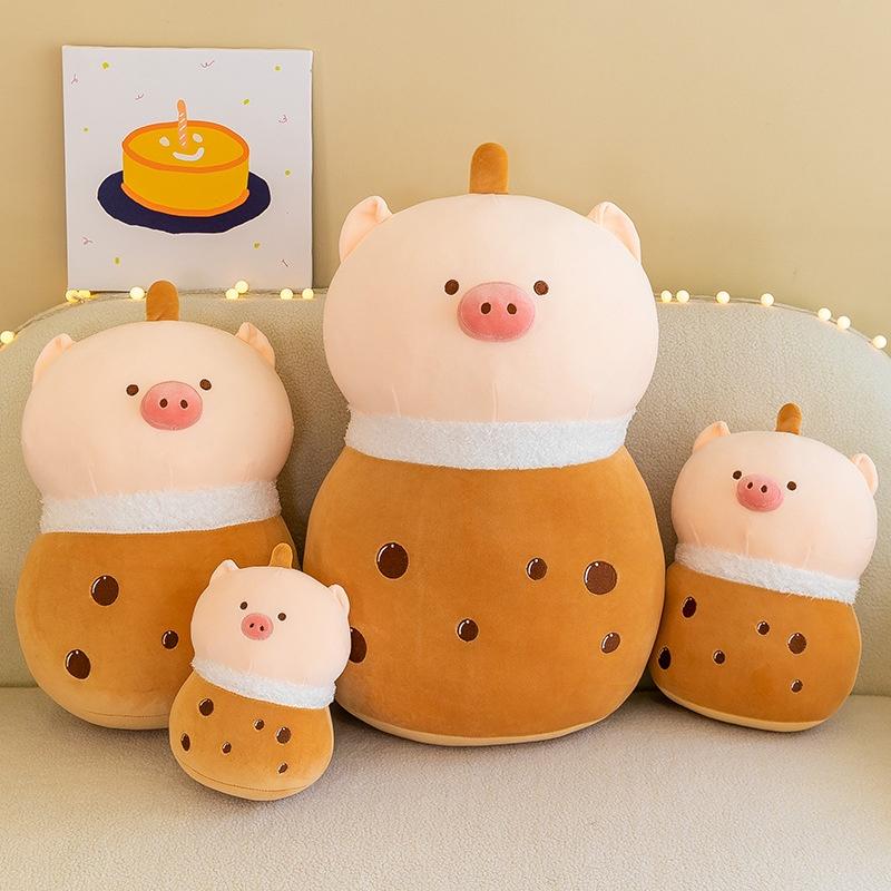 Big Brown Plush Pig Doll Toy For Kids, Creative Gift Idea With Pp Cotton Material