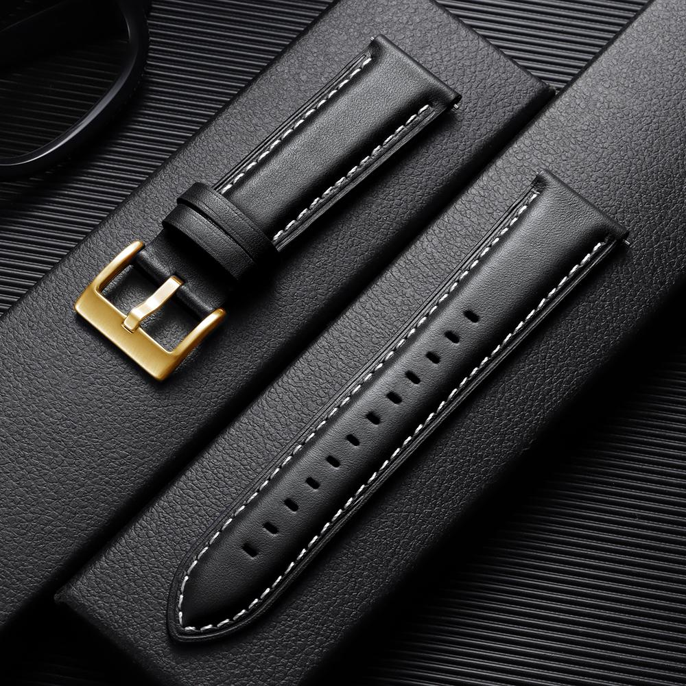 Top-grain Calfskin Leather Watch Band Quick Release 18mm 20mm 22mm Watch Straps Vintage Brown Black Cowhide Bands for Men Women