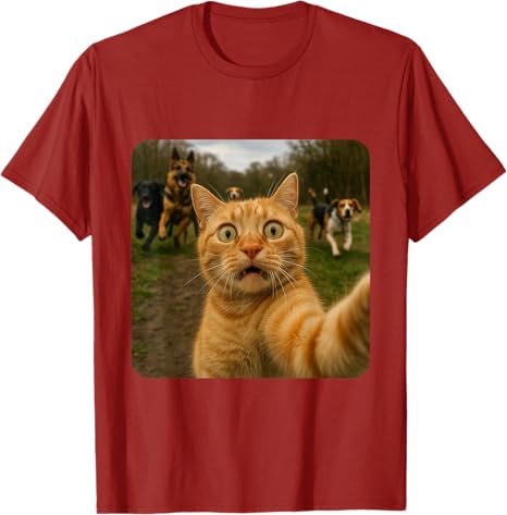 Funny Cat Selfie with Dogs Y2k Design TShirt Comic Pet Cat and Dog Graphic Outfit Humor Kitty Lovers Novelty Gifts Cotton Tops S