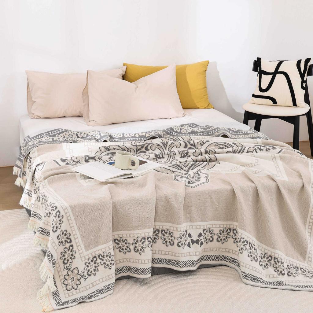 Europe Flower Cotton Towel Blanket, Bedspread With Tassel, For Sofa Beds, High Quality, New, 200*230, 150*200 Cm