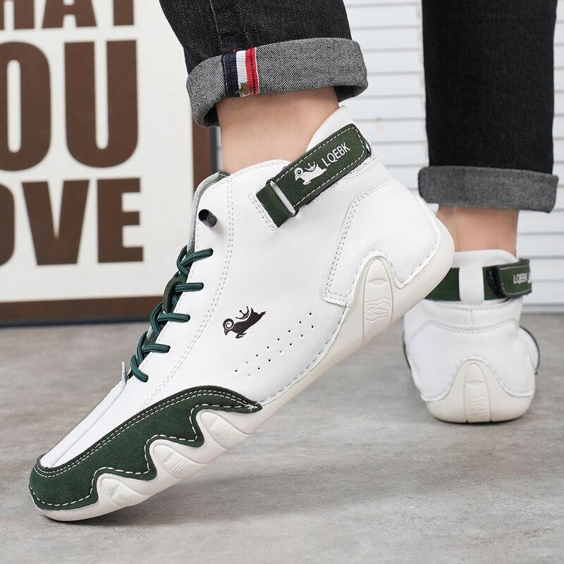 Men's Ankle Boots Winter 2025 Men High Top Sneakers Outdoor Lace-Up Casual Leather Shoes Fashion Loafers Luxury Motorcycle Boots