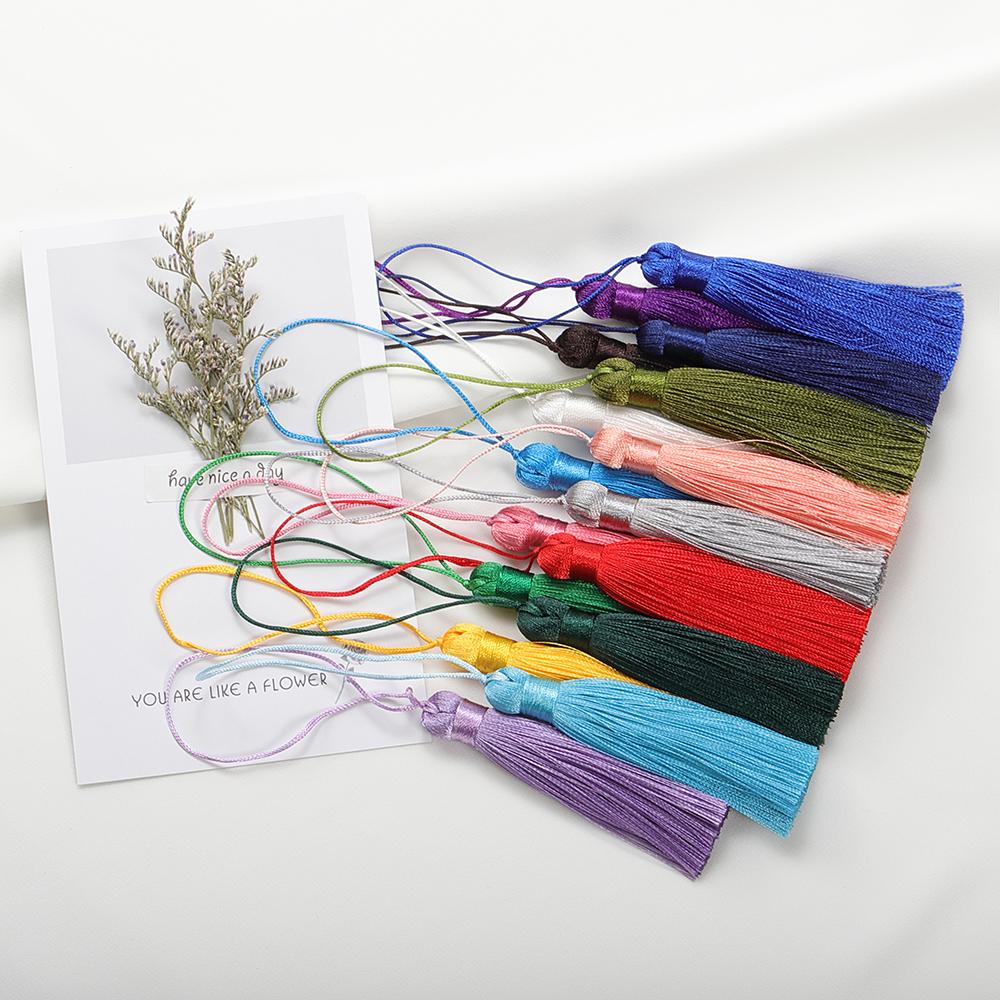 10pcs 8cm Tassel Earrings Polyester Silk Brush Pendant Earring Charm Satin Tassel DIY Jewelry Making Findings Handmade Craft