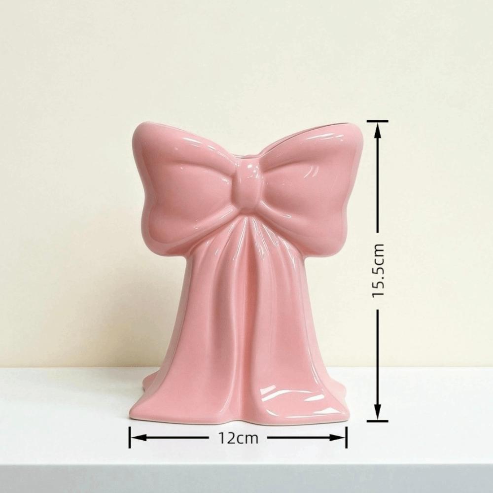 Bow Knot Accent Ceramic Bow Vase Handcrafted Ceramic Plant Pot Modern Ceramic Vase Daily Use розовый