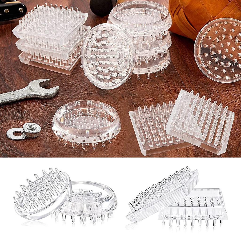 12/16Pcs Furniture Caster Cup Carpet Protectors Comfortable Touch Spiked Furniture Cup Clear Plastic Chair Leg Covers