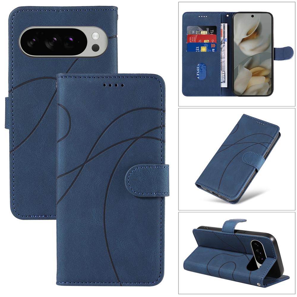 Magnetic Leather Wallet Case for Google Pixel 10 9 9A 8 8A 7 7A 6 6A Pro XL 5G Phone Flip Cover Kickstand Curve Line Shockproof