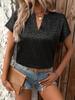 2024 Summer Women's Leopard Jacquard Casual Short Sleeve Top