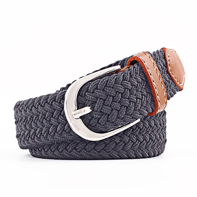 Unisex Youth Elastic Woven Canvas Leather Belt