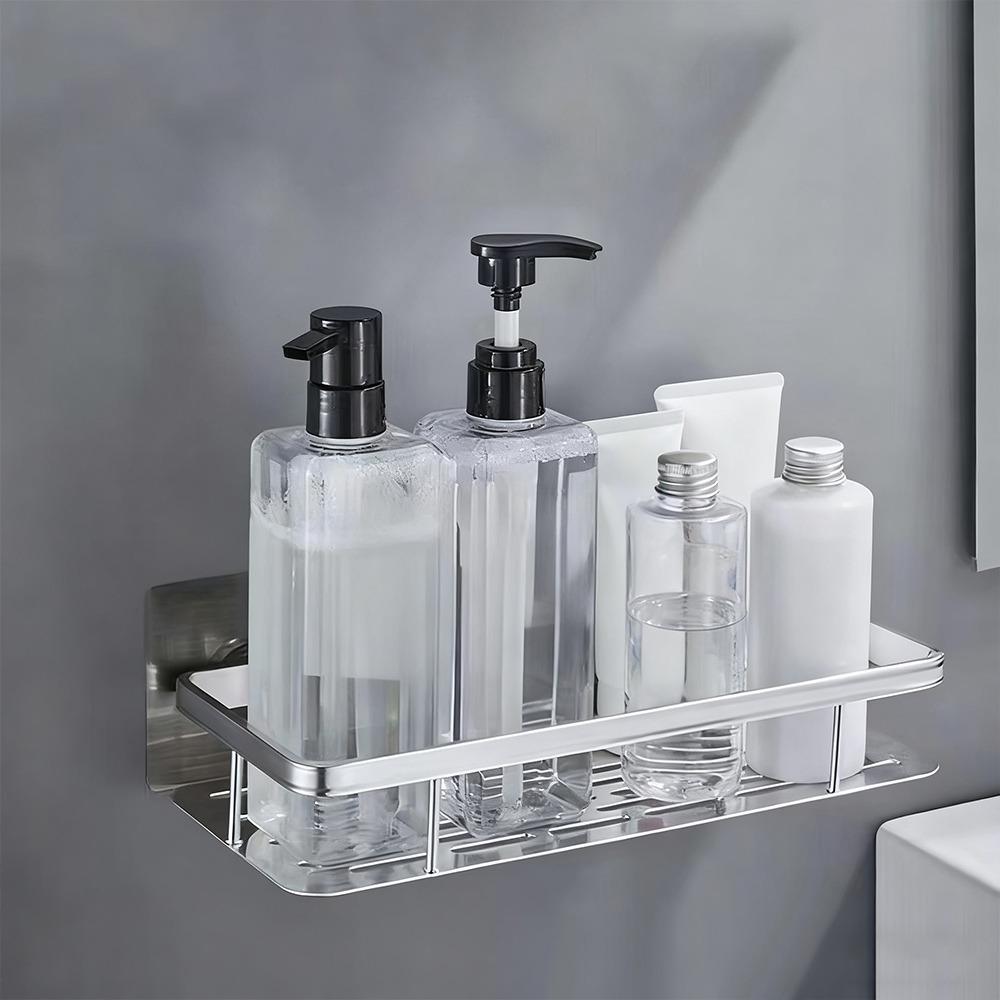 

Металеві кронштейни для зберігання туалету, що заощаджують місце, органайзер для шампуню, тримач, креативна полиця для ванної кімнати срібний