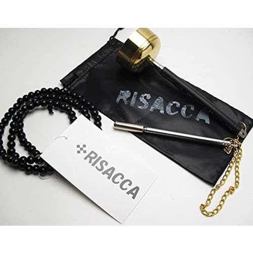 RISACCA Buddhist Handheld Orin, Ebony, 108-Bead Prayer Beads, Storage Bag / Equinox, Grave Visit, Pilgrimage, Purification, Extendable Bell (Handheld