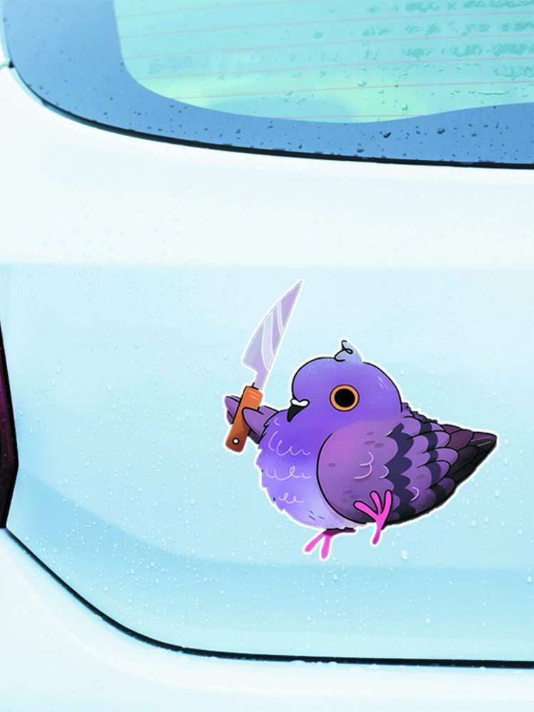JT127#14.5x15cm Angy Pigeon with a Knife Sticker Decoration Motorcycle External Accessories Waterproof Vinyl Decals