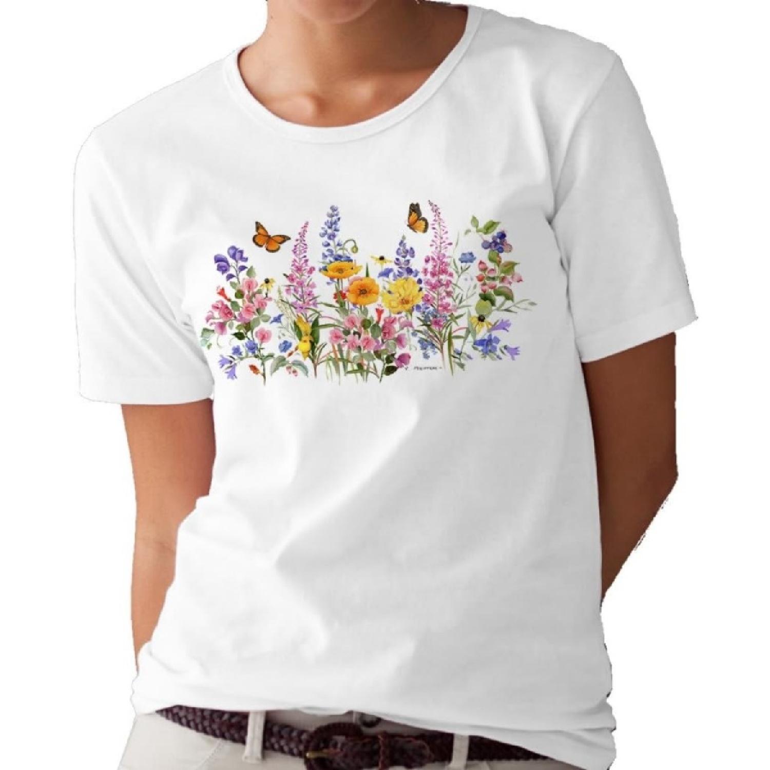 

Monarch Butterflies and Flowers T-Shirt_tee by Valerie Pfeiffer XXXXXL білий