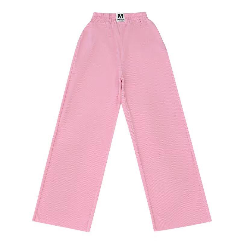 2024 Girls' Summer Ice Silk Straight-Leg Pants - Thin, Loose, Long-Leg Design for Big Kids