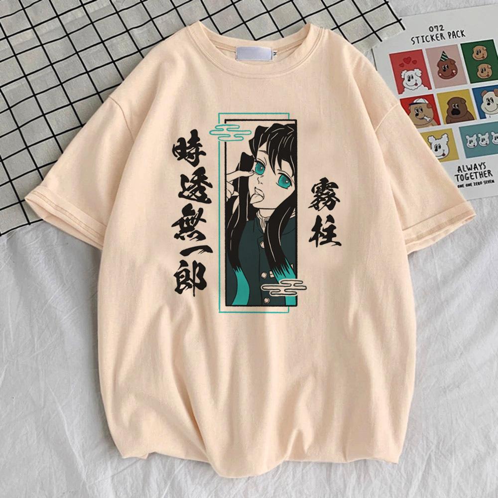 Muichiro Tokito T Shirt Female Trendy Graphic 2000s Psychedelic Colorful Streetwear T Shirt Vintage Graphic Comfortable Grunge