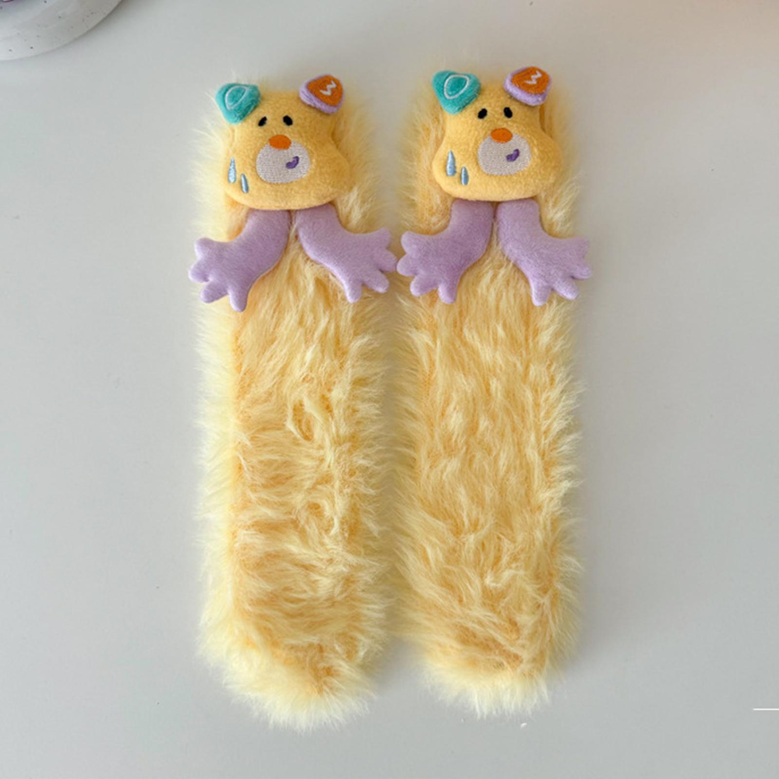 

Parent Child Socks Cartoon Sleep Socks Three-dimensional Cartoon Puppy Floor Socks Cute Plush Warm Socks One Size жёлтый