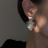 111 silver needle geometric triangular stud earrings irregular design sense lava texture earrings temperament cold wind earrings