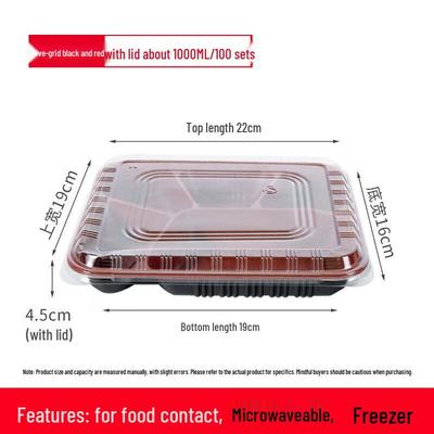 NHZHIW Microwavable 5-Compartment Disposable Lunch Boxes with Lids