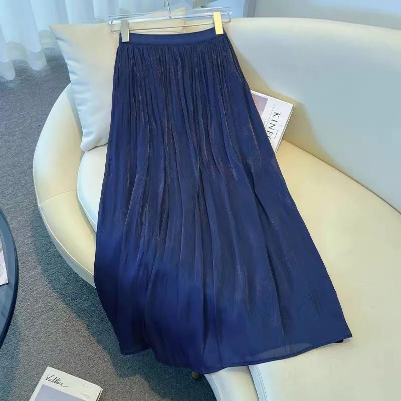 Skirt for Women Shimmer Tulle Casual Versatile Elastic High Waist Long Loose Solid Color Trousers Stretchy Slim Skirt