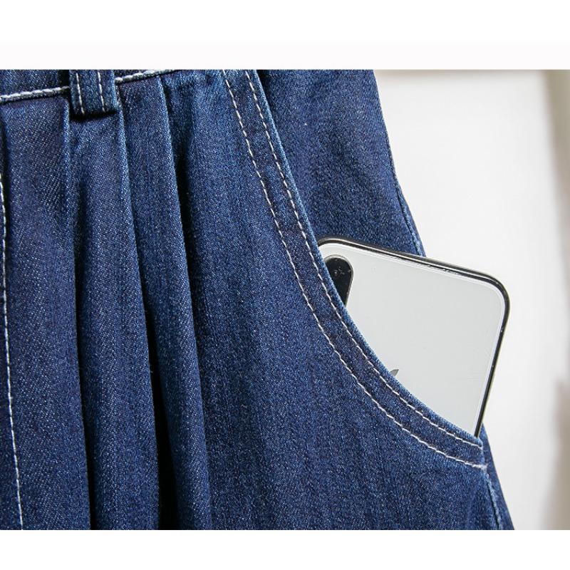Vintage Split A Line Denim Midi Skirt For Women Plus Size
