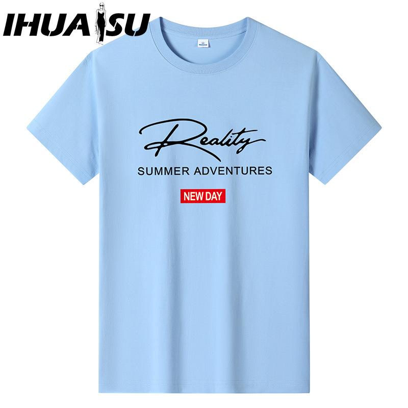IHUASU Cotton Short Sleeve T-shirt Men's Fashion Loose Half Sleeve Shirt Printed Compassionate Shirt