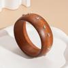 Punk Wooden Bracelet Wide Rivets Bangle Vintage Round Bracelet  Women