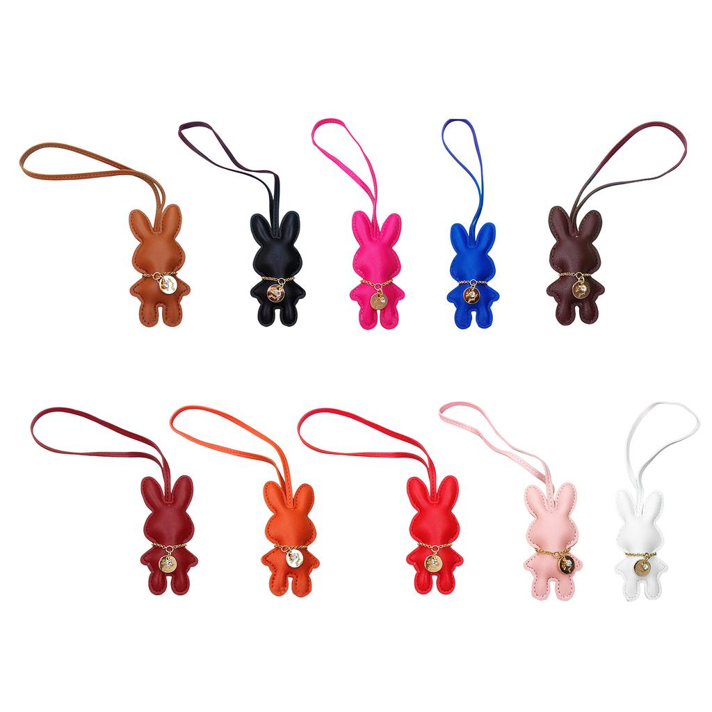 Fashionable Rabbit Shaped Keyring Artificial Leather Bunnys Bag Pendant Keychain Handbag Accessory for Animal Lovers
