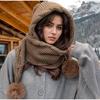 Women's Winter Hat Scarf Set Thermal Wool Pom Beanie&balaclava For Extreme Cold Versatile Hat With Attached Scarf Knitted Hat