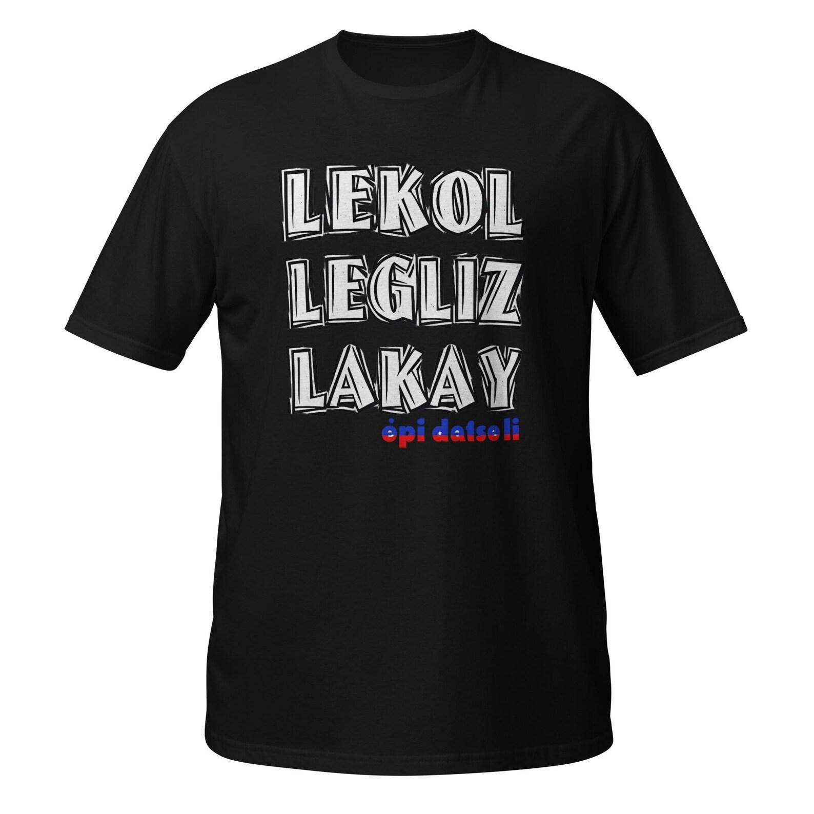 Haitian Creole Lekol Legliz Lakay T-Shirt, Haiti Flag Heritage Tee 2XL