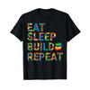 Eat Sleep Build Repeat Master Builder Bricks Blocks T Shirt Vintage Washed Top For Everyday Wear Soft Comfortable Stylish
