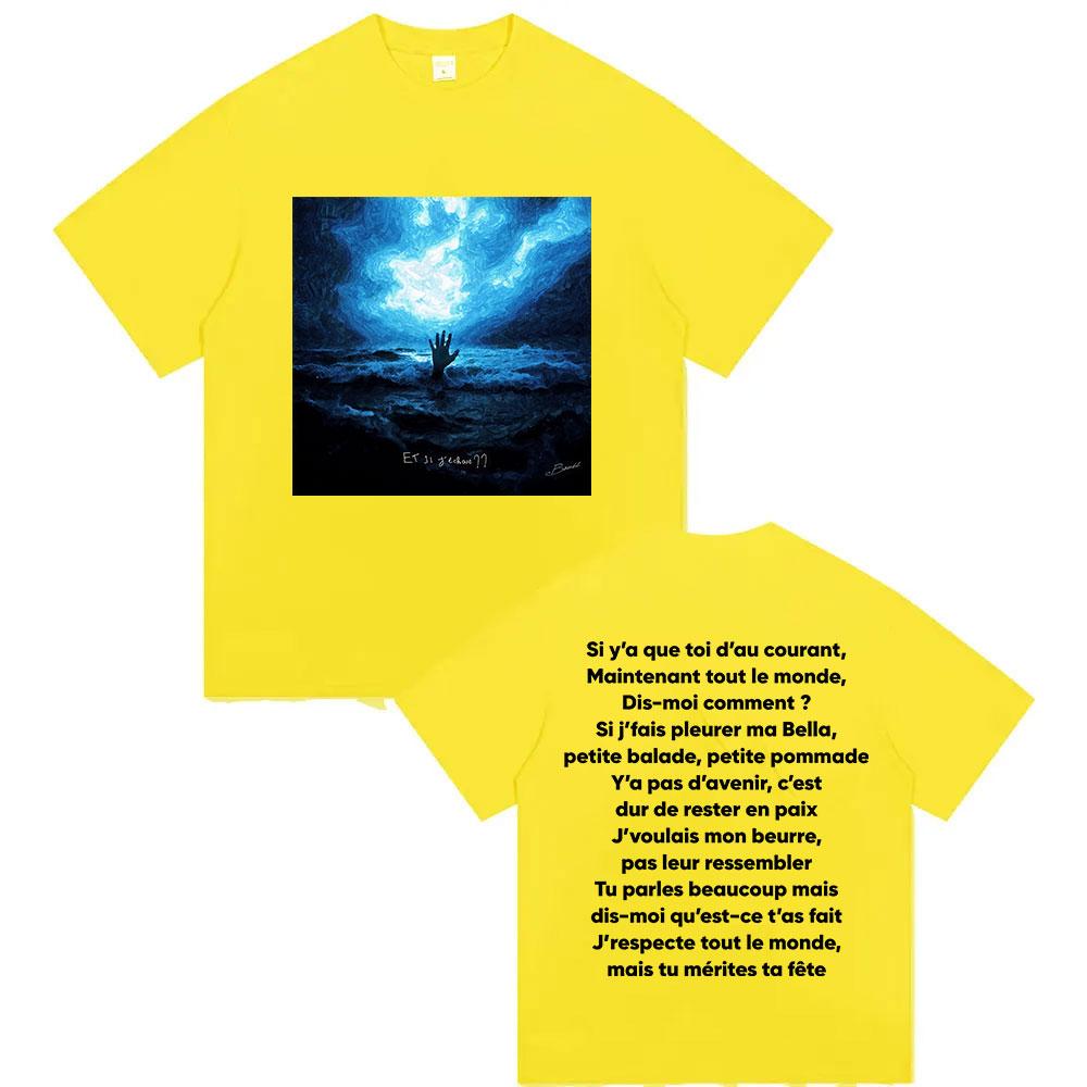 Rapper BOUSS ET SI JECHOUE   Tour Album 2025 Merch TShirts Mens Pop Fashion Vintage Oversized Cotton T Shirt Fans Streetwear
