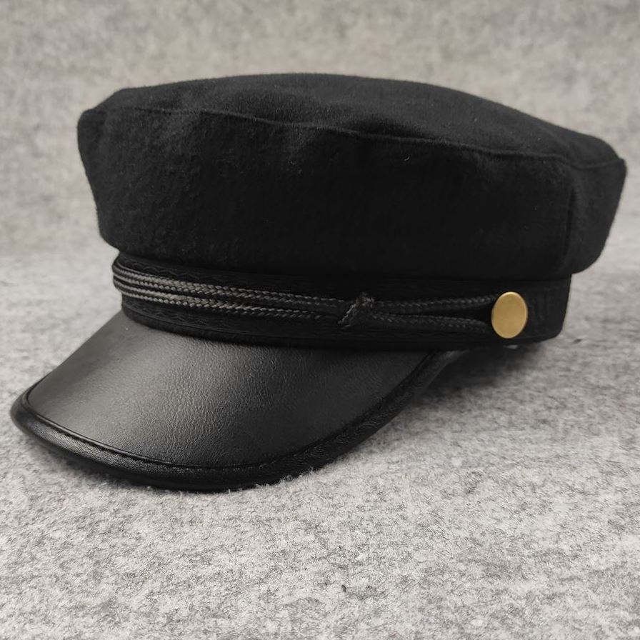Large size thickened padded flat top hat middle-aged and elderly men's hat big head circumference captain's hat winter small head circumference men's