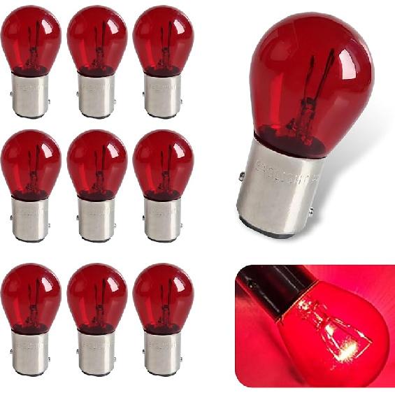 10 PCS 1157 Car Brake Light Bulb, P21/5W BAY15D Dual Contact Halogen Lamp Replacement, Universal Tail Light, For Most Cars, Trucks And Vans (White)