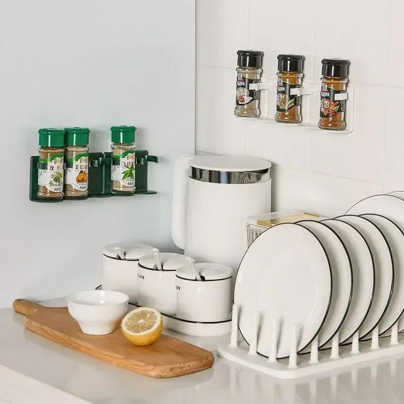 1PC Wall Mounted Spice Jar Holder Adjustable Spice Rack Organizer Make Up Rack for Improve Your Kitchen Efficiency