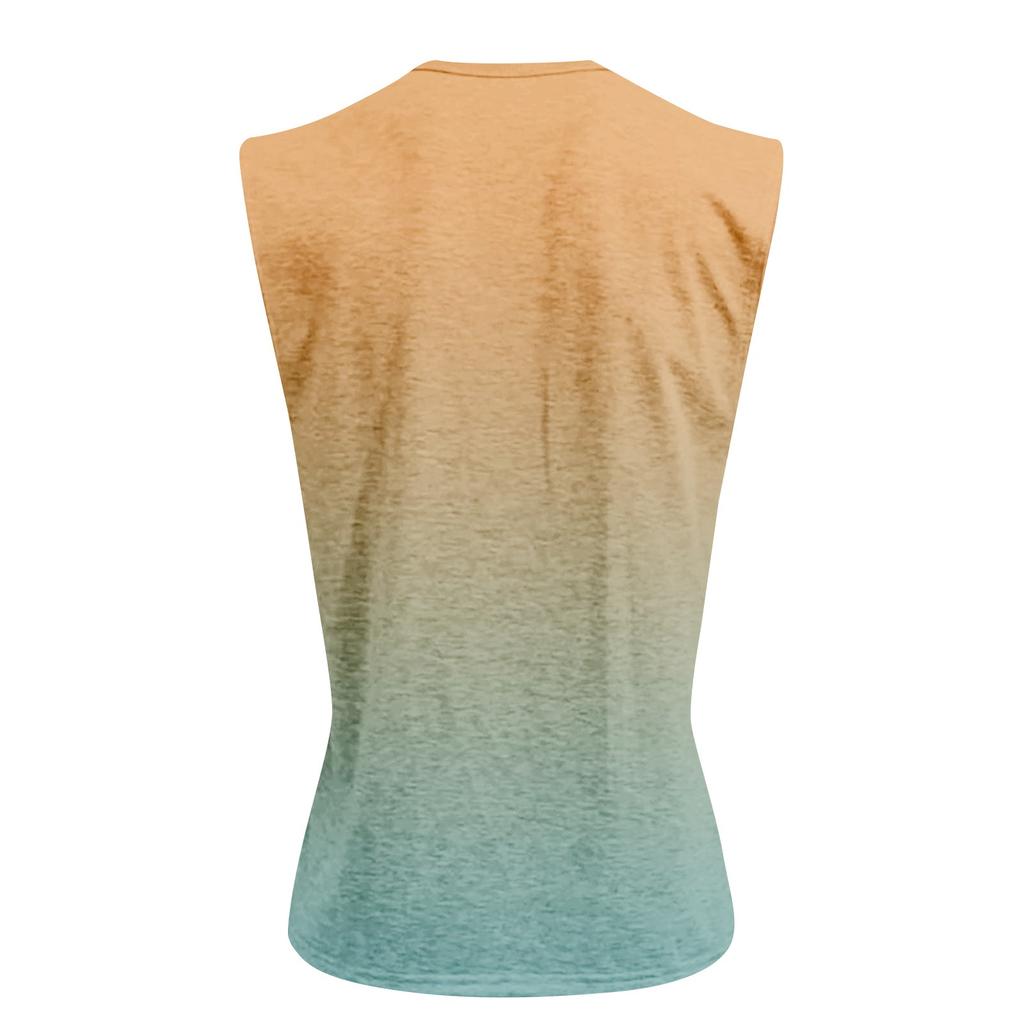 Gilet d'été pour homme à imprimé, col rond, dégradé, sport, décontracté, sans manches
