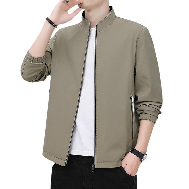 2024 Spring/Autumn Stand Collar Executive Jacket for Men - Business Casual Zhongshan Style for Dads