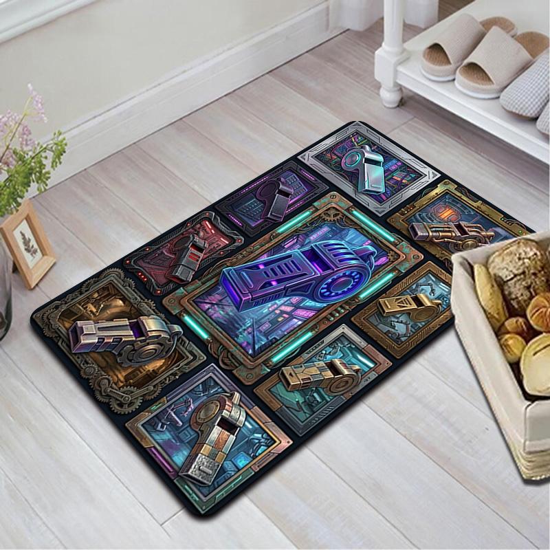 Futuristic Whistle Variations Pattern Rug Floor Mat for Living Room or Bedroom Soft and Comfortable Carpet a Gift for Birthday and Holiday.