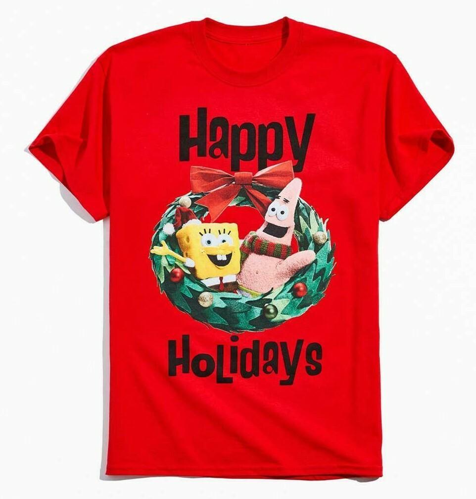 Nickelodeon Spongebob Squarepants Happy Holidays Tee Shirt XXXL