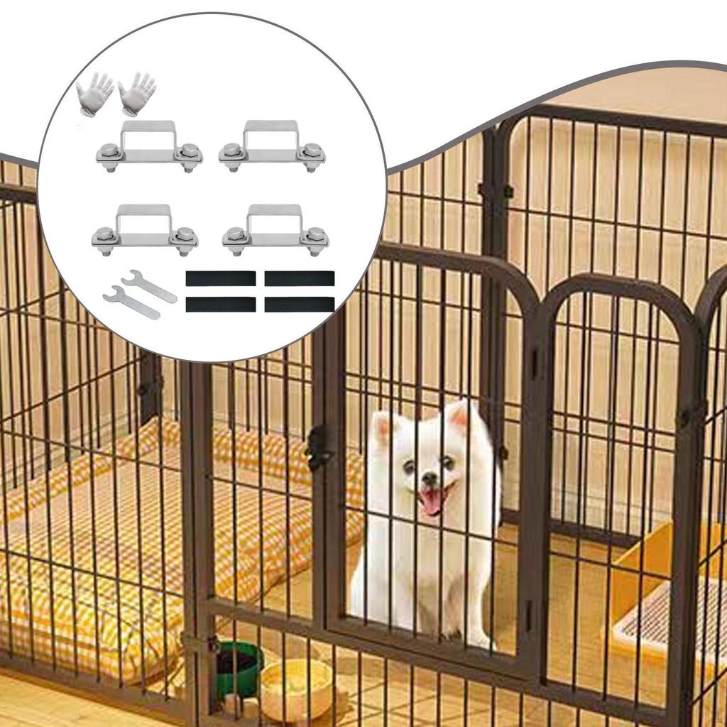 4 Pieces Large Pet Playpen Reinforcement Kit Accessories Square Tube Clamps for Cat Enclosures