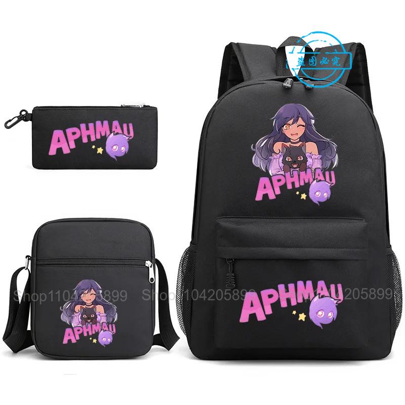 Aphmau Rugzak Student Mochila Schooltas Etui Schoudertas 3-delige Set Mode Meisjes Jongens Spel Cartoon Schooltas Cadeau 16 inches