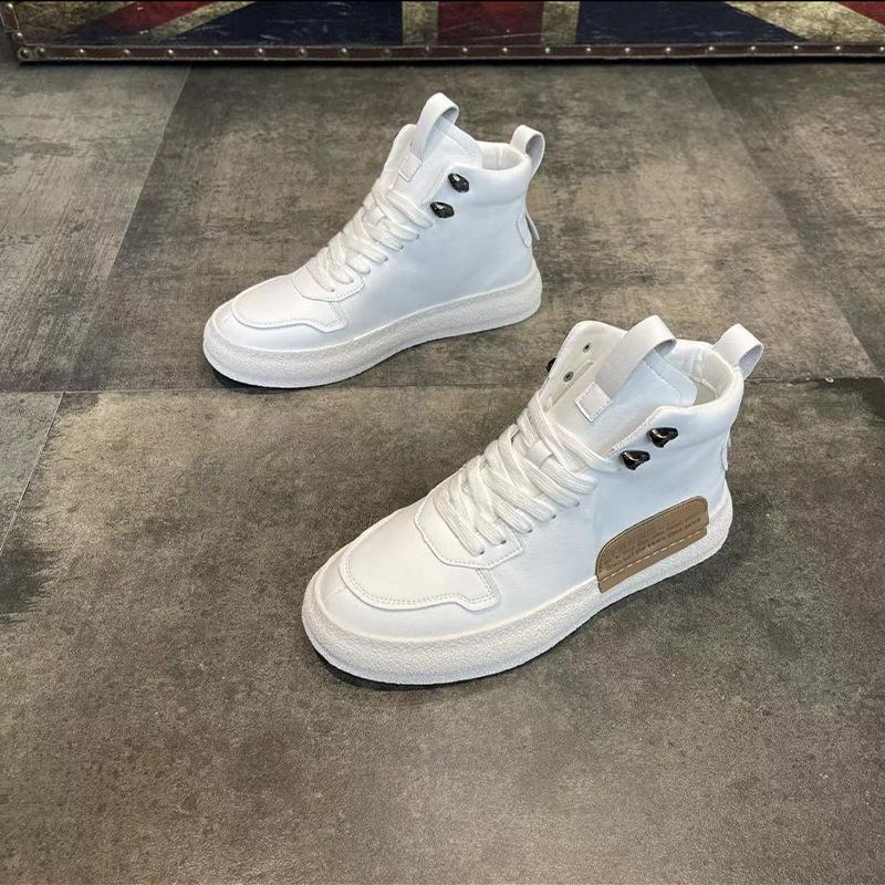 Comfortable and Simple To Create Fashionable Spring and Autumn Thick-bottomed Casual High-top Leather Panels XS