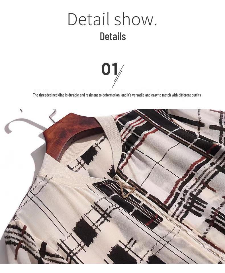 Women's Chiffon Baseball Jacket - Summer 2026 - Printed Long Sleeve Loose Sun Protection Shirt/Cardigan