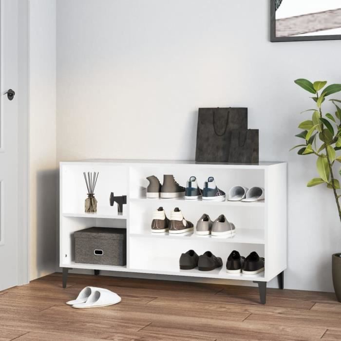 VidaXL Armoire à chaussure Blanc brillant 102x36x60 cm Bois ingénierie 819750